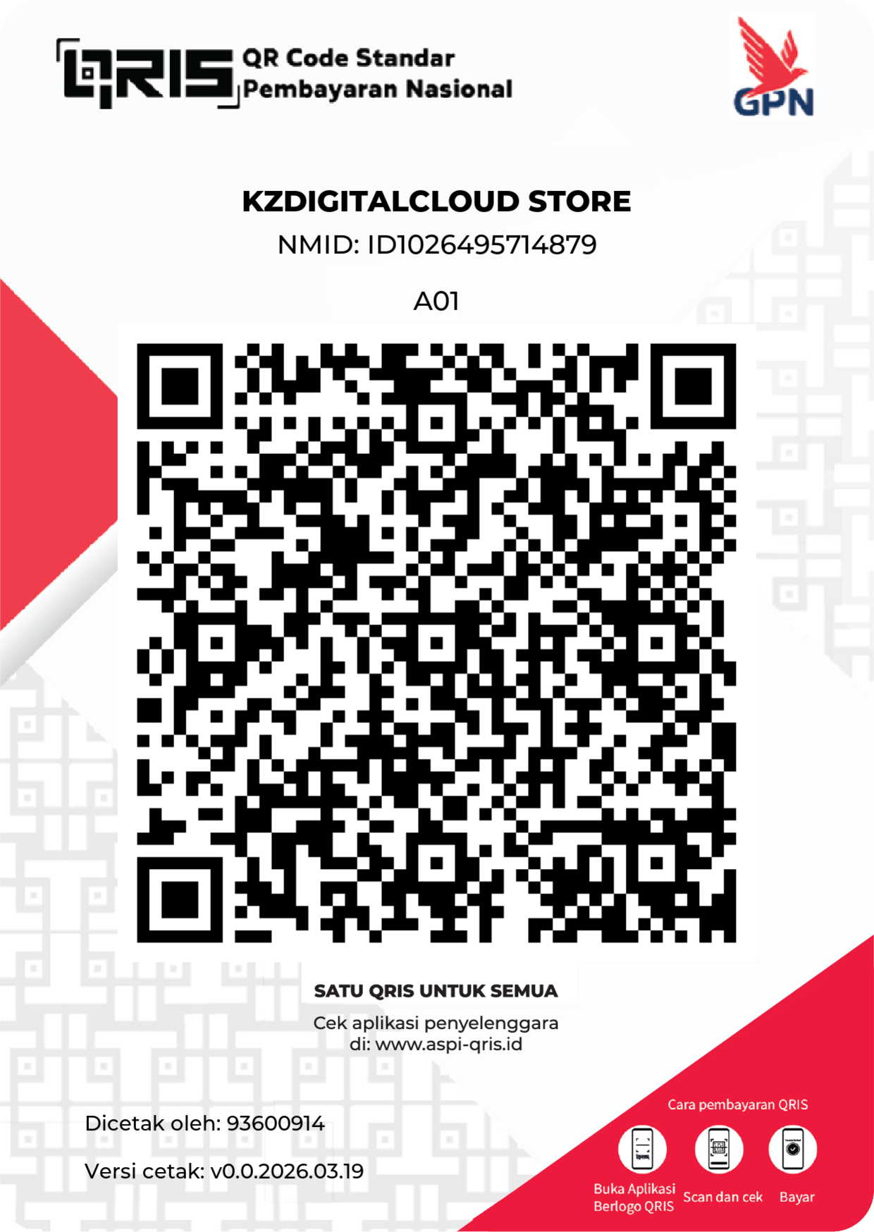 Kode QRIS resmi KZDIGITALCLOUD STORE